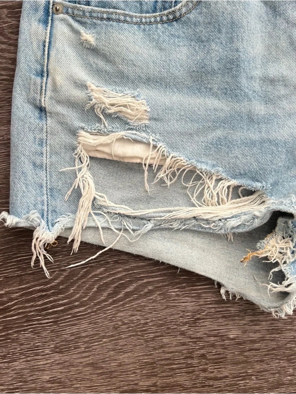 Levi’s Premium 501 Original High Rise Distressed Cutoff Big E Denim Shorts
